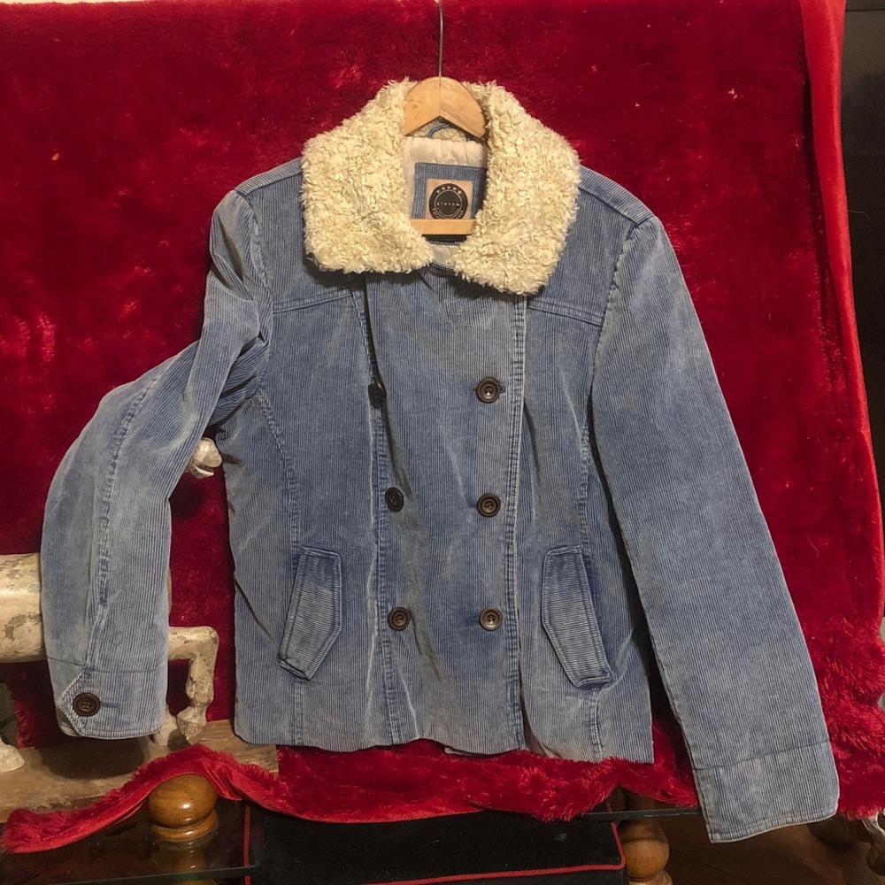Giacca Blue and Cream Shearling Jacket